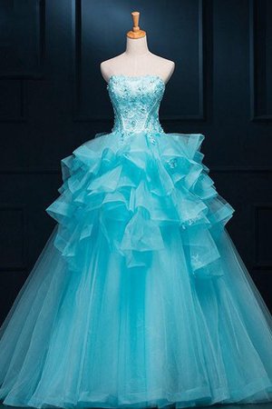 Abito Quinceanera in Paillette Cuore con Applique Allacciato in Organza