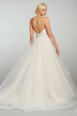 Abito da Sposa con Perline con Increspature Senza Maniche Cuore in Organza