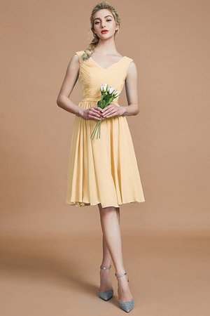 Abito da Damigella Principessa Mini V-Scollo in Chiffon con Increspato