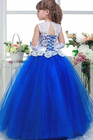 Abito da Cerimonia Bambini in Pizzo A Terra con Fiore decorato Ball Gown