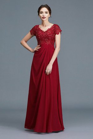 Abito Mamma Sposa con Manica Corte V-Scollo con Increspature in Chiffon A Terra