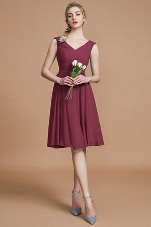 Abito da Damigella Principessa Mini V-Scollo in Chiffon con Increspato