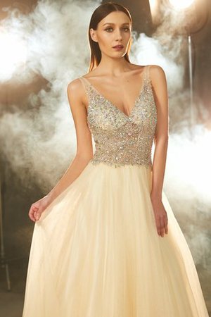 Abito da Sera V-Scollo Ball Gown Schiena Nuda Senza Maniche Naturale