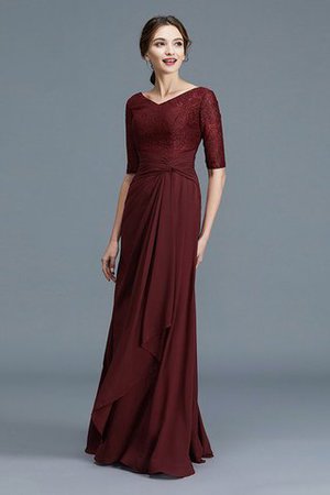 Abito Mamma Sposa in Chiffon Naturale A-Line V-Scollo con Mezze Maniche