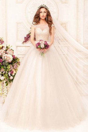 Abito da Sposa in Tulle Cappellino A Terra con Applique Ball Gown