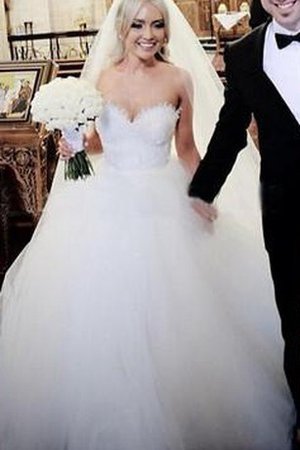 Abito da Sposa con Perline in Tulle Naturale Ball Gown Cuore