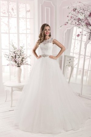 Abito da Sposa con Applique in Pizzo Lunghi Naturale Medievale