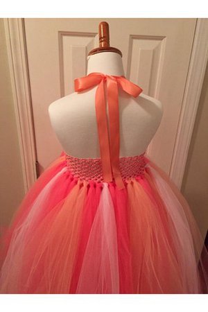 Abito da Cerimonia Bambini con Fiore con Piega Senza Maniche Ball Gown in Tulle