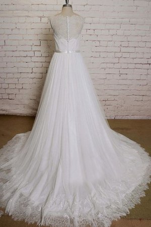 Abito da Sposa A-Line Coda A Strascico Corto in Tulle Largo con Nastro