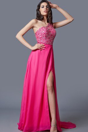 Abito da Sera Shiena Sheer con Perline Naturale in Chiffon con Piega