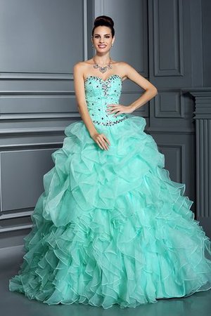 Abito Quinceanera con Perline Cuore A Terra Senza Maniche Ball Gown