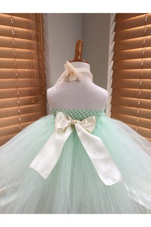 Abito da Cerimonia Bambini Senza Maniche con Fiore con Fiocco in Tulle con Increspature