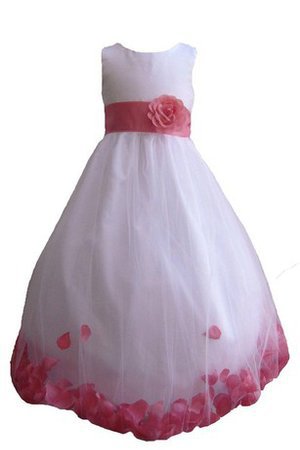 Abito da Cerimonia Bambini Alta Vita A-Line in Tulle Senza Maniche con Fiore