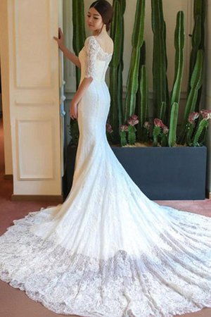 Abito da Sposa con Mezze Maniche Sirena Elegante Moda in Pizzo