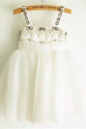 Abito da Cerimonia Bambini con Fiore in Tulle A-Line Principessa con Perline