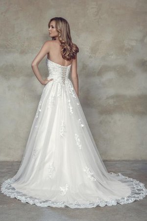 Abito da Sposa Allacciato Naturale Cuore con Fiocco con Applique