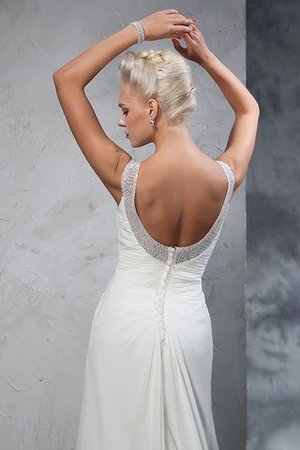 Abito da Sposa con Increspato Lungo Coda A Strascico Corto Largo Bretelle in Chiffon