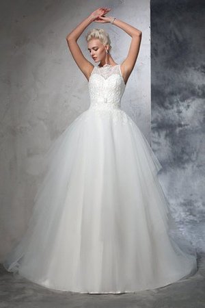 Abito da Sposa Lunghi Barchetta Coda A Strascico Cappella Ball Gown Senza Maniche