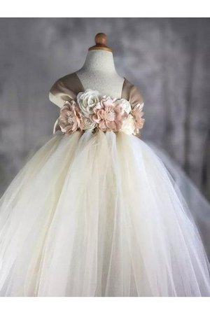 Abito da Cerimonia Bambini con Fiocco in Tulle Alta Vita Cappellino Ball Gown