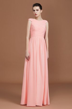 Abito da damigella in chiffon senza maniche v-scollo con increspature magnifico a terra