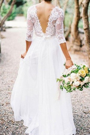 Abito da sposa in chiffon a-line a terra con applique divino naturale