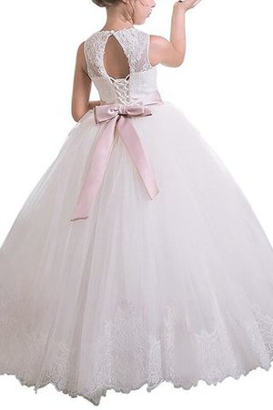 Abito da Cerimonia Bambini A Terra Naturale Senza Maniche con Nastro Ball Gown