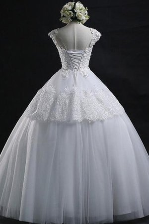 Abito da Sposa con Piega in Pizzo con Manica Corte con Seghettato Moda