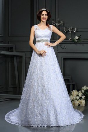 Abito da Sposa in Raso Principessa Cerniera V-Scollo in Pizzo