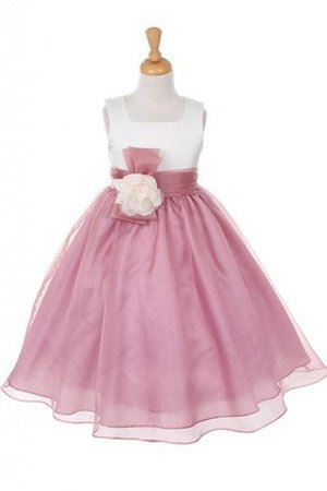 Abito da Cerimonia Bambini Quadrato in Organza Senza Maniche con Fiore