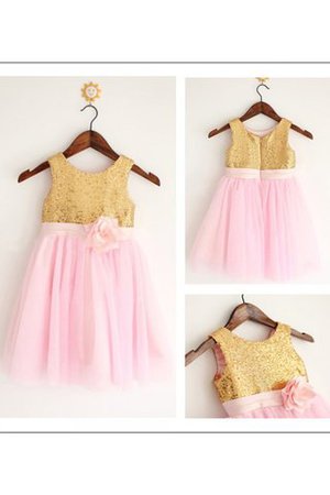 Abito da Cerimonia Bambini in Tulle con Paillette Principessa Lungo con Fiore