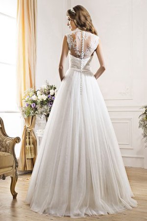 Abito da Sposa A-Line con Applique Lungo in Tulle A Terra