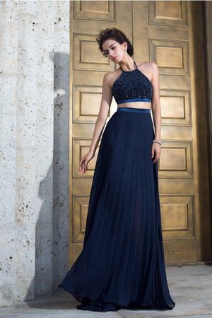 Abito da Ballo con Piega con Festone in Chiffon A-Line due Pezzi