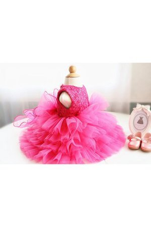 Abito da Cerimonia Bambini Senza Maniche Mini in Tulle con Increspature in Organza