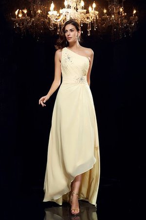 Abito da Ballo Senza Maniche in Chiffon con Perline A-Line Monospalla