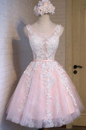 Abito Homecoming Al Ginocchio con Applique in Tulle Allacciato Elegante