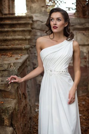 Abito da Sposa a Spiaggia Tubino Spazzola Treno in Chiffon Senza Maniche