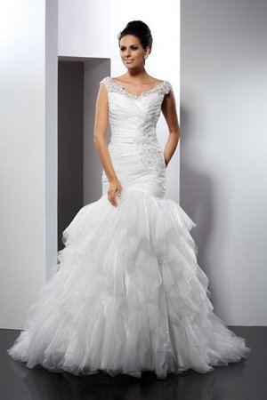 Abito da Sposa Lungo Sirena Alta Vita con Applique Coda A Strascico Cattedrale