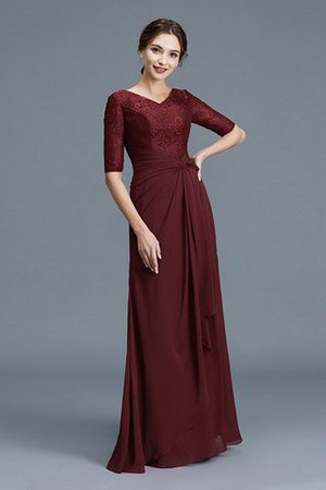 Abito Mamma Sposa in Chiffon Naturale A-Line V-Scollo con Mezze Maniche