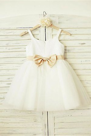 Abito da Cerimonia Bambini Cerniera Farfalla Ornamento con Fiore in Tulle A-Line