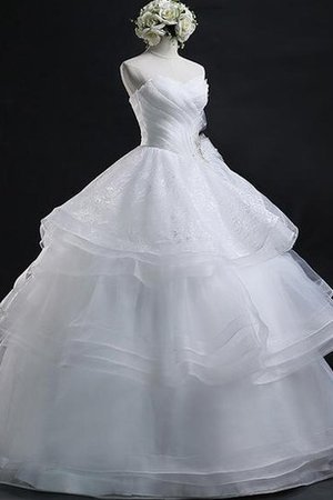 Abito da Sposa con Piega in Organza Semplice in Pizzo Ball Gown