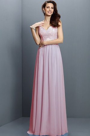 Abito da Damigella in Chiffon Largo Bretelle Lunghi V-Scollo Alta Vita