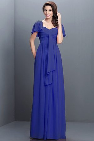 Abito da Damigella con Piega Lungo Cuore in Chiffon Senza Maniche