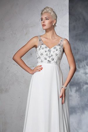 Abito da Sposa V-Scollo Spazzola Treno con Perline A-Line Alta Vita