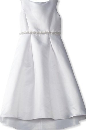 Abito da Cerimonia Bambini in Taffeta Senza Maniche con Fiocco con Perline A-Line