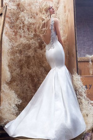 Abito da Sposa Spazzola Treno Senza Maniche V-Scollo con Applique con Perline