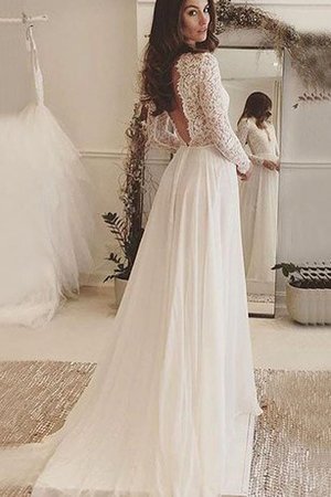 Abito da Sposa V-Scollo con Piega Moderno a Riva in Pizzo