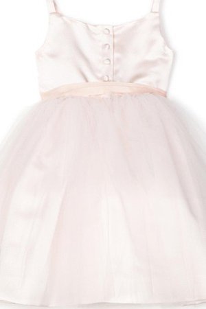 Abito da Cerimonia Bambini Alta Vita Senza Maniche con Fiocco con Fiore in Taffeta