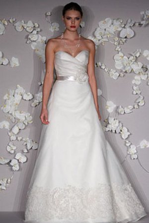 Abito da Sposa in Organza Senza Maniche con Fiore con Nastro Cuore