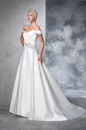 Abito da Sposa Senza Maniche con Increspato Lungo Ball Gown Naturale