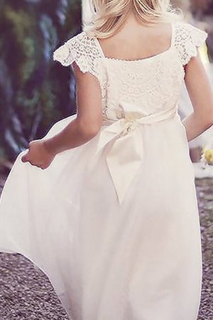 Abito da Cerimonia Bambini in Chiffon con Manica Corte Quadrato in Pizzo Principessa